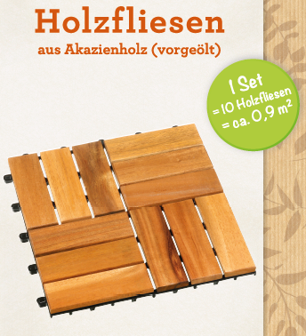 Holzfliesen aus Akazienholz 10er Set Art.Nr.:1484